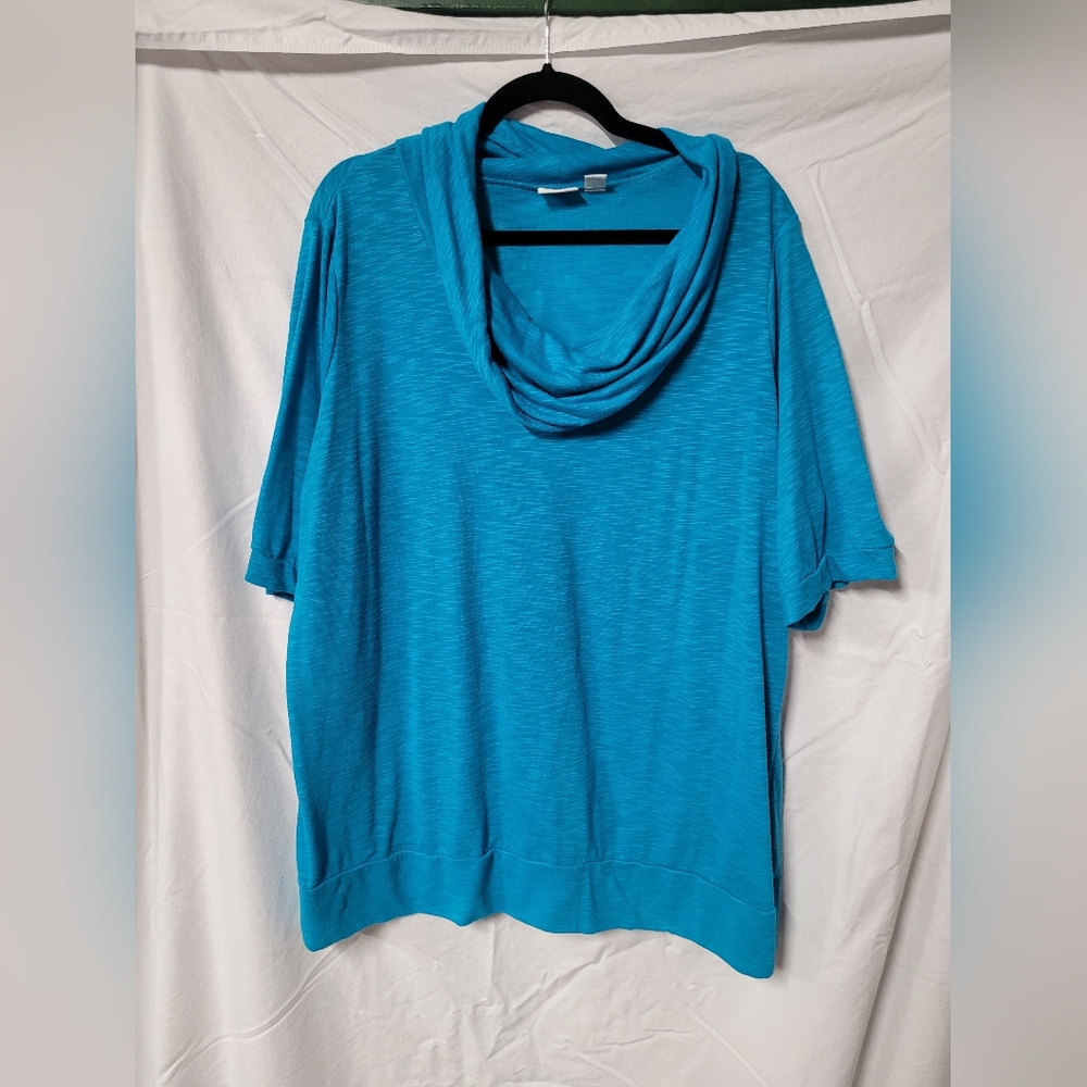 Cato Turquoise Cowl Neck Blouse